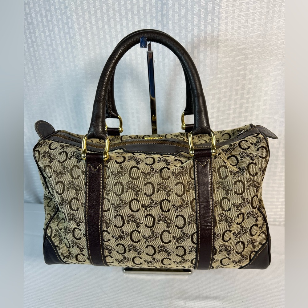 3173: Vintage Celine Sulky Monogram Boston Bag Brown Leather: needs love - Picture 2 of 12